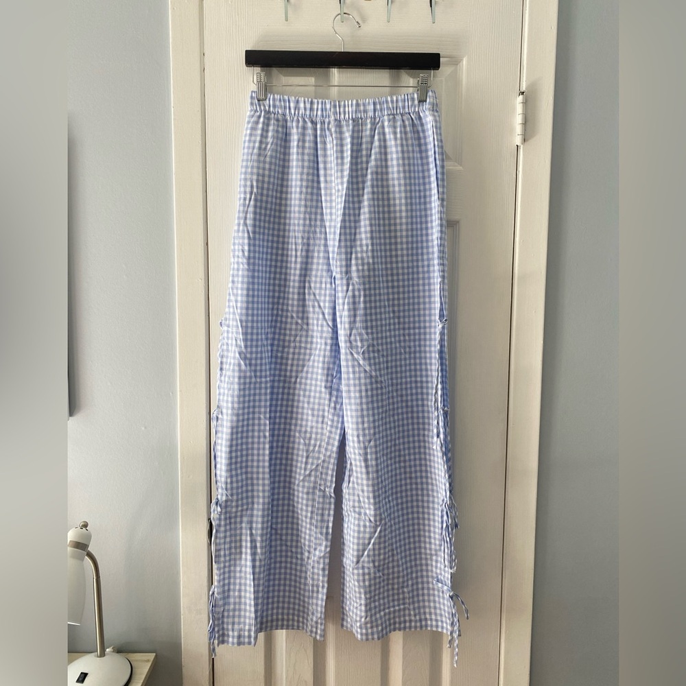 blue gingham pants